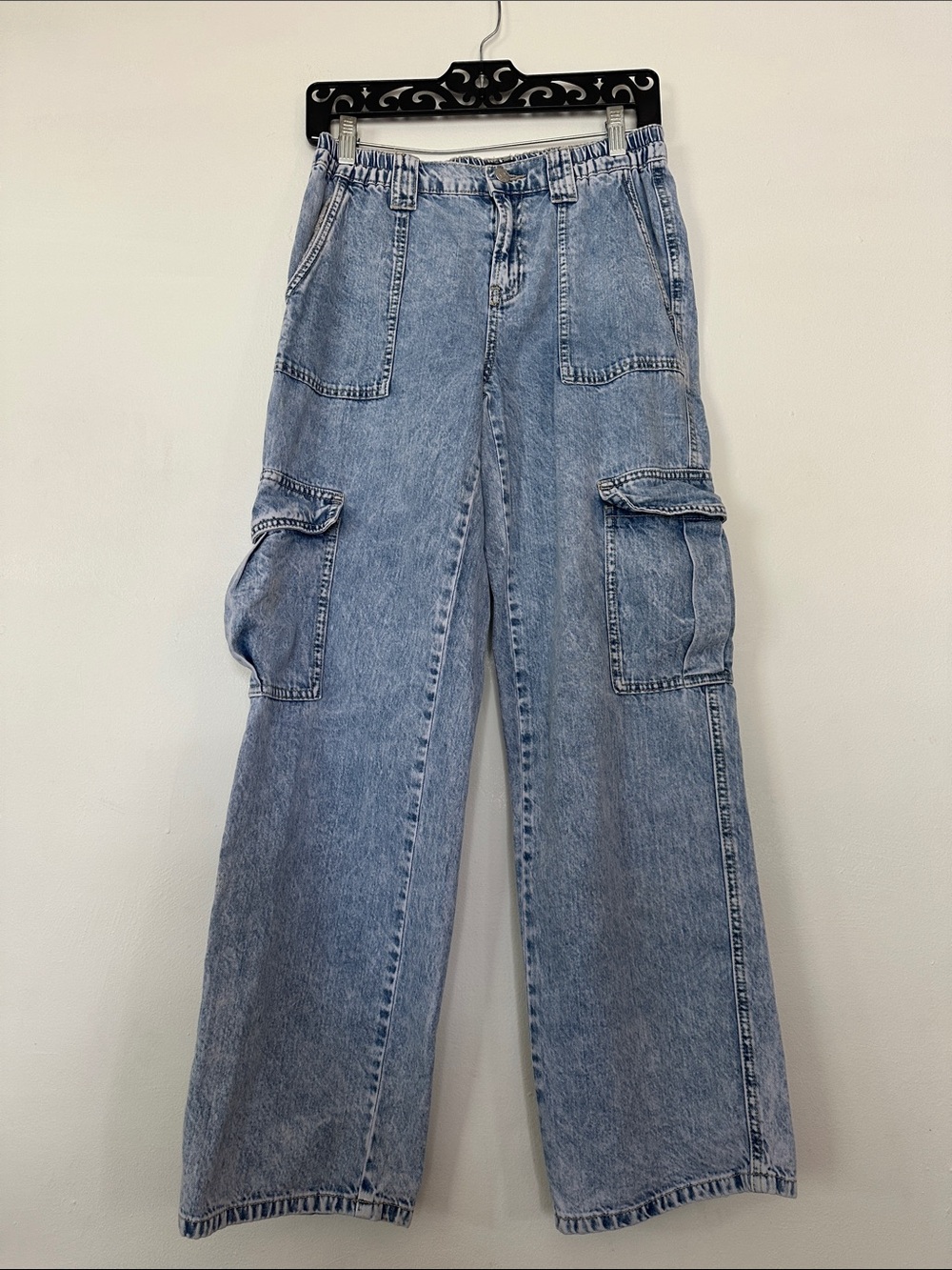 Women Light Blue Cargo Jeans - Relaxed Fit